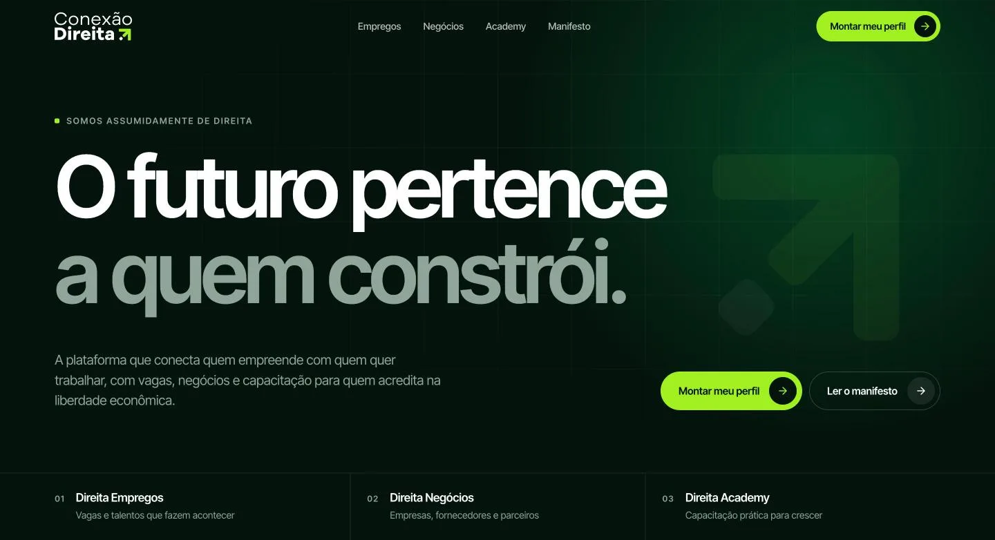 Página inicial da Conexão Direita