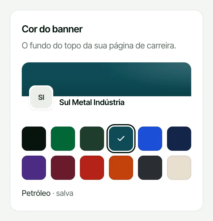 Cartão de cor do banner no painel