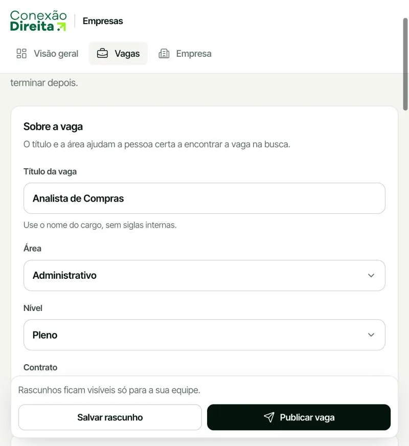 Formulário de nova vaga